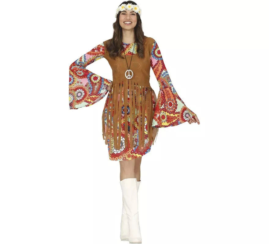 Translation missing: it.Disfraz de Hippie con vestido corto para mujer
