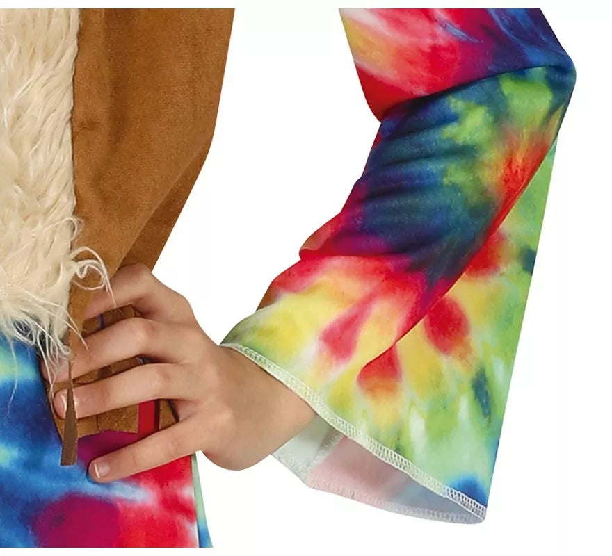Translation missing: es.Disfraz de Hippie con vestido multicolor para niña