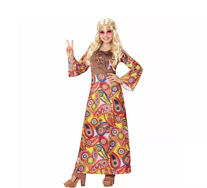 Translation missing: it.Disfraz de Hippie figuras multicolor para mujer