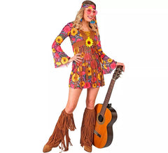 Costume da hippie floreale con frange per donna