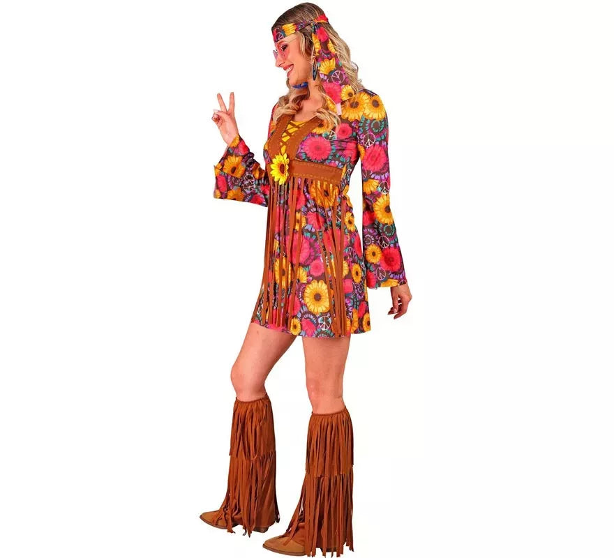 Translation missing: it.Disfraz de Hippie floral con flecos para mujer