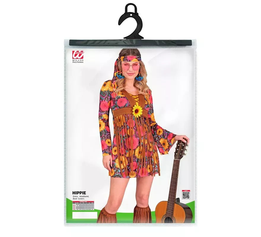 Translation missing: it.Disfraz de Hippie floral con flecos para mujer