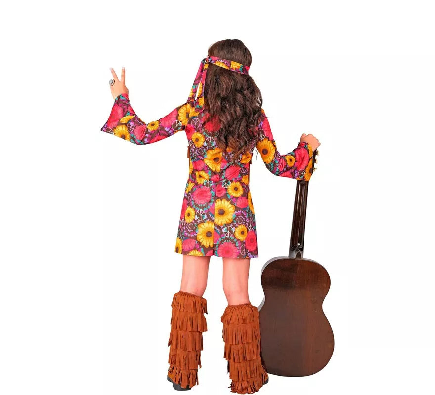 Translation missing: es.Disfraz de Hippie Floral con flecos para niña y adolescente