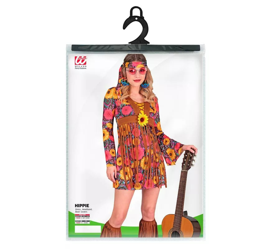 Translation missing: it.Disfraz de Hippie Floral con flecos para niña y adolescente