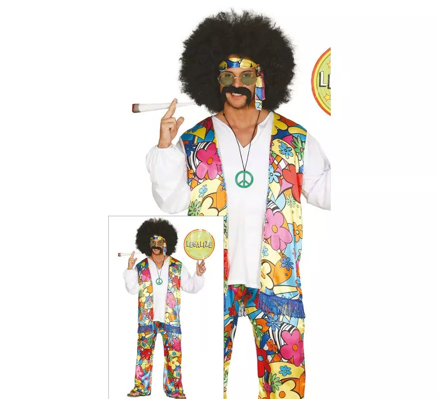 Disfraz de Hippie Floreado para hombre
