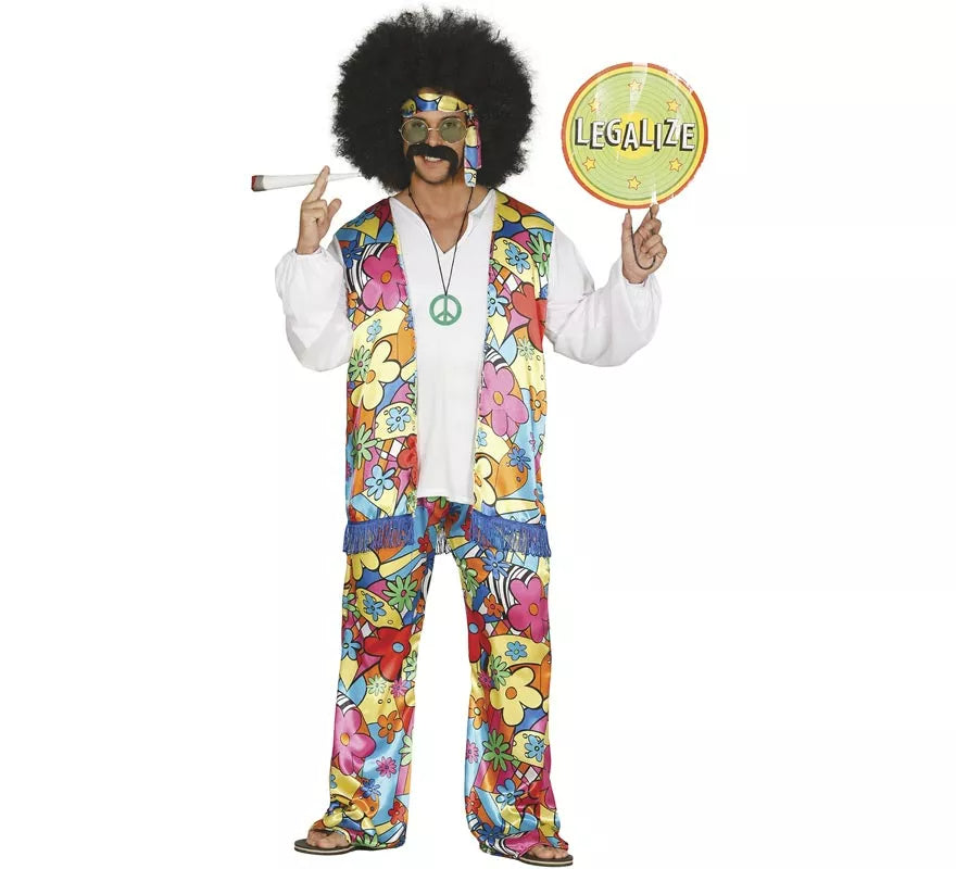 Translation missing: it.Disfraz de Hippie Floreado para hombre