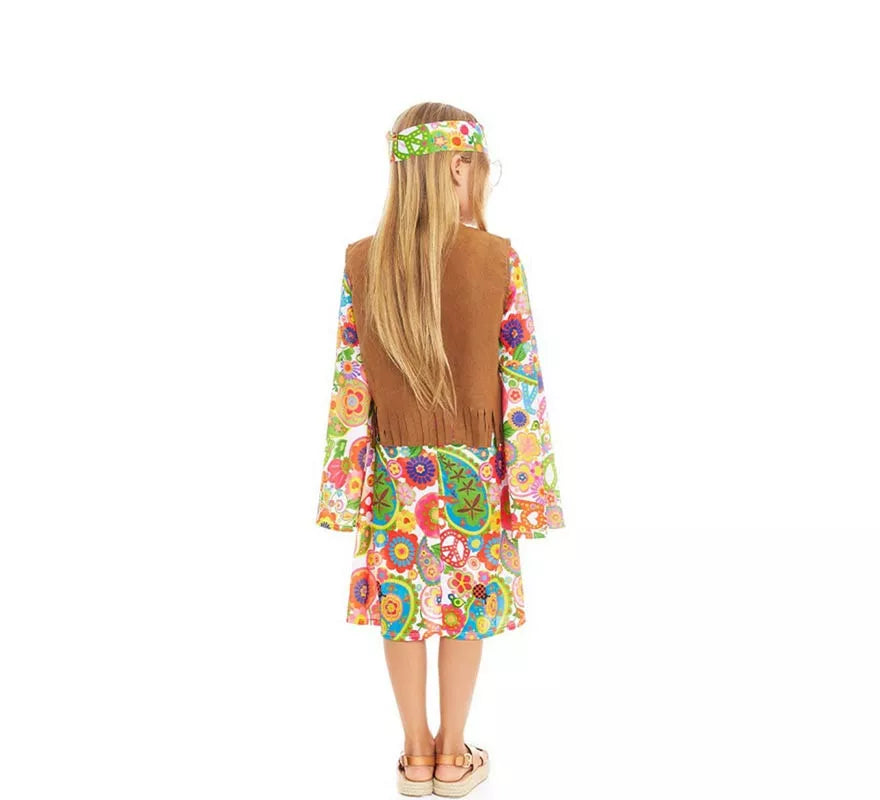 Translation missing: es.Disfraz de Hippie Flores con chaleco para niña