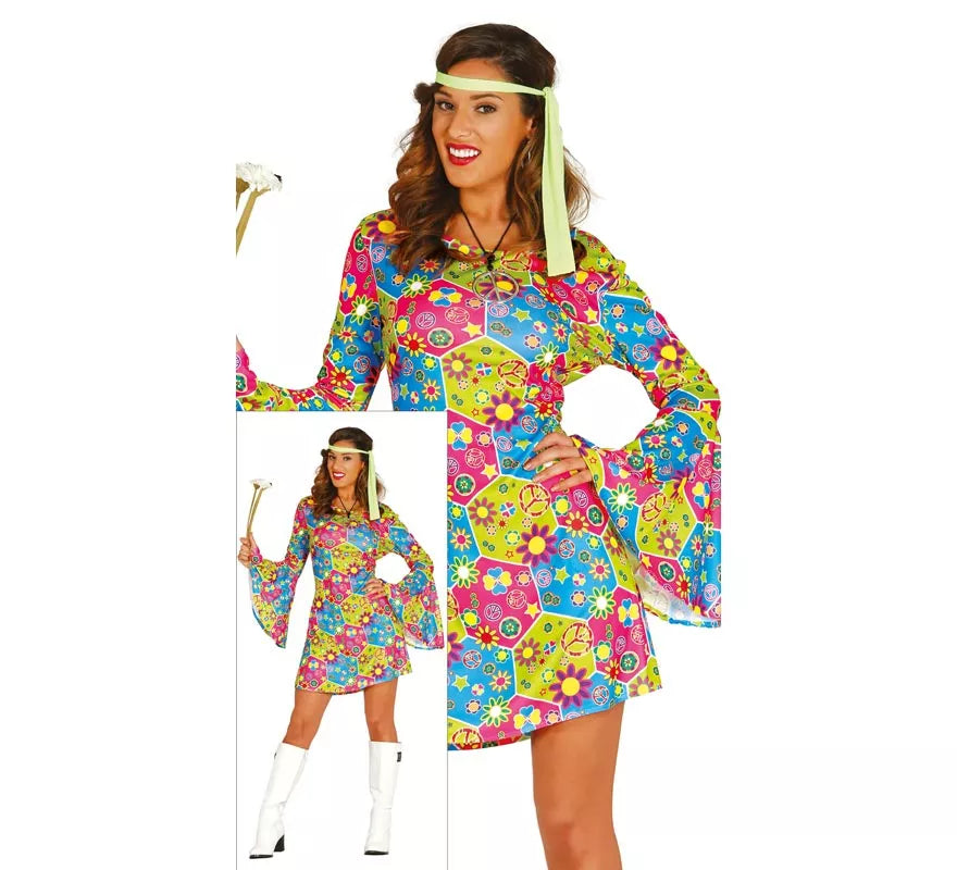 Translation missing: es.Disfraz de Hippie Flower Power para mujer