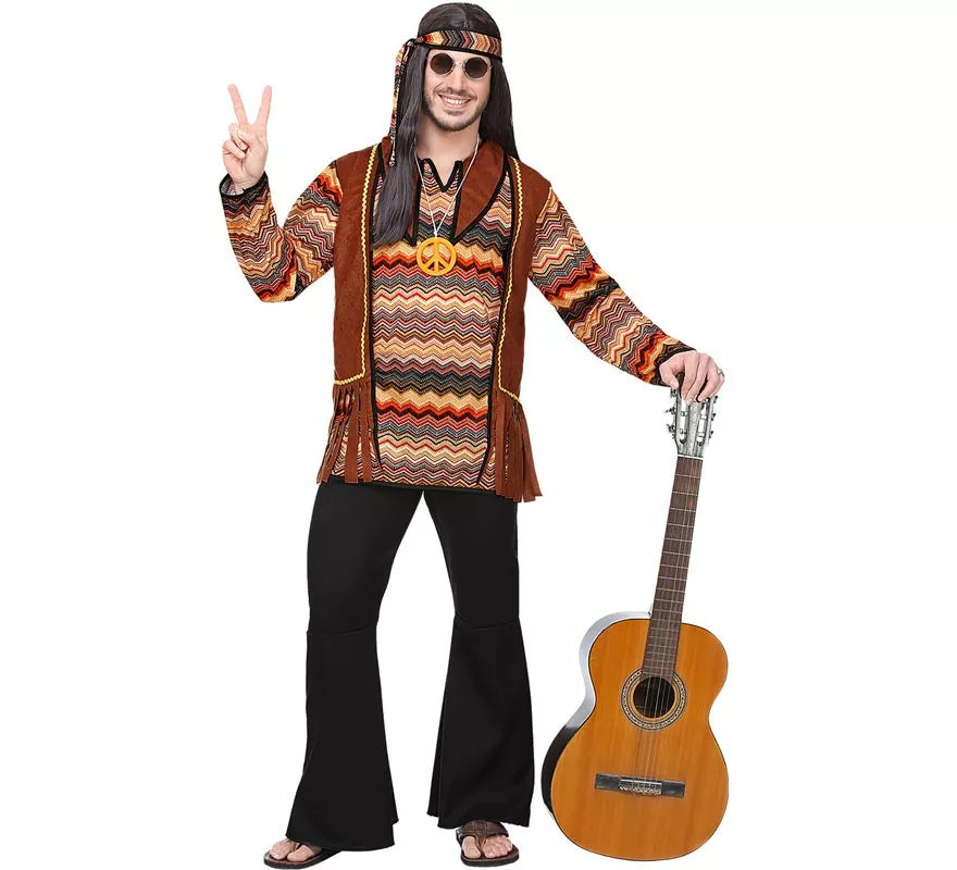 Translation missing: it.Disfraz de Hippie franjas de colores para hombre