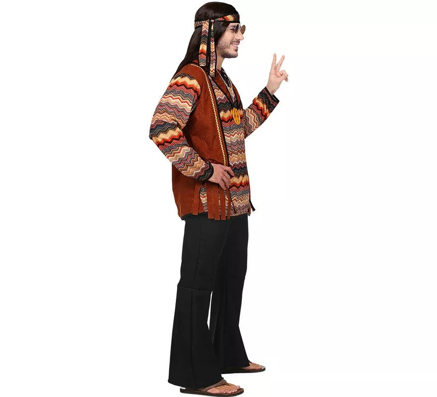 Disfraz de Hippie franjas de colores para hombre