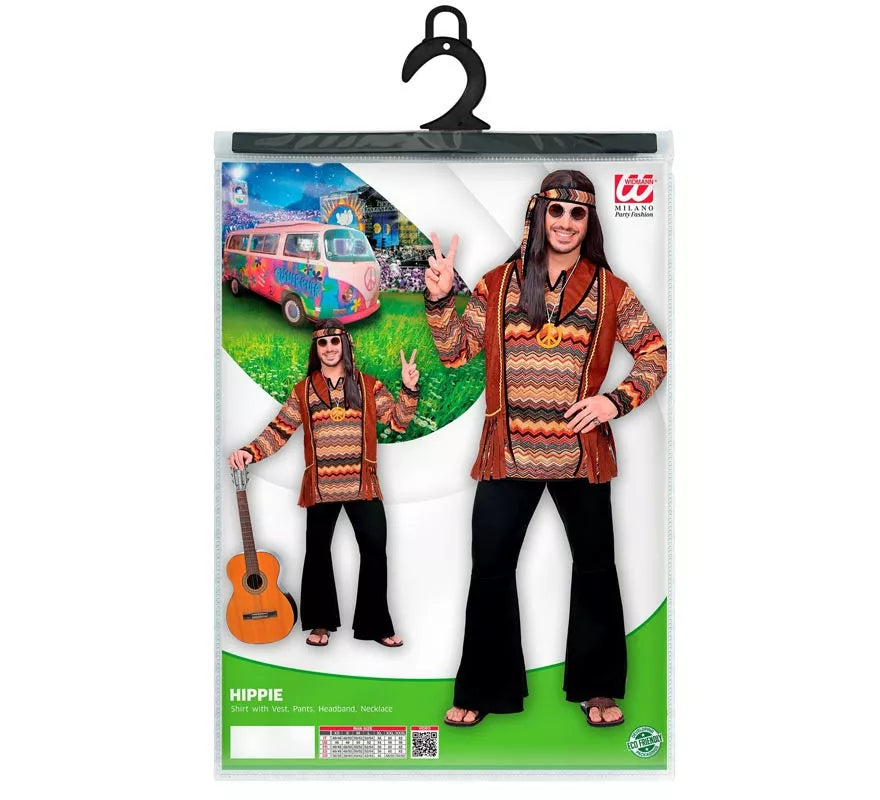 Disfraz de Hippie franjas de colores para hombre
