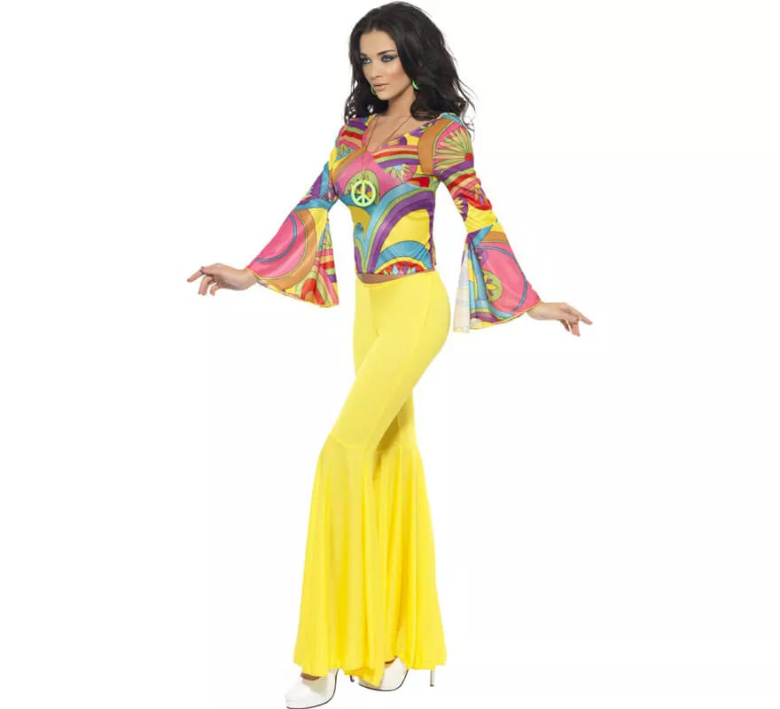 Disfraz de Hippie Guay de los 70 para mujer