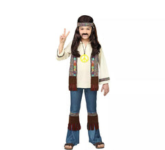 Costume da hippie marrone con collana per bambini e adolescenti