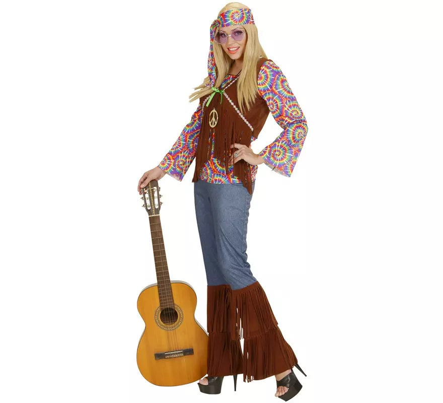 Translation missing: es.Disfraz de Hippie Psicodélica con chaleco para mujer