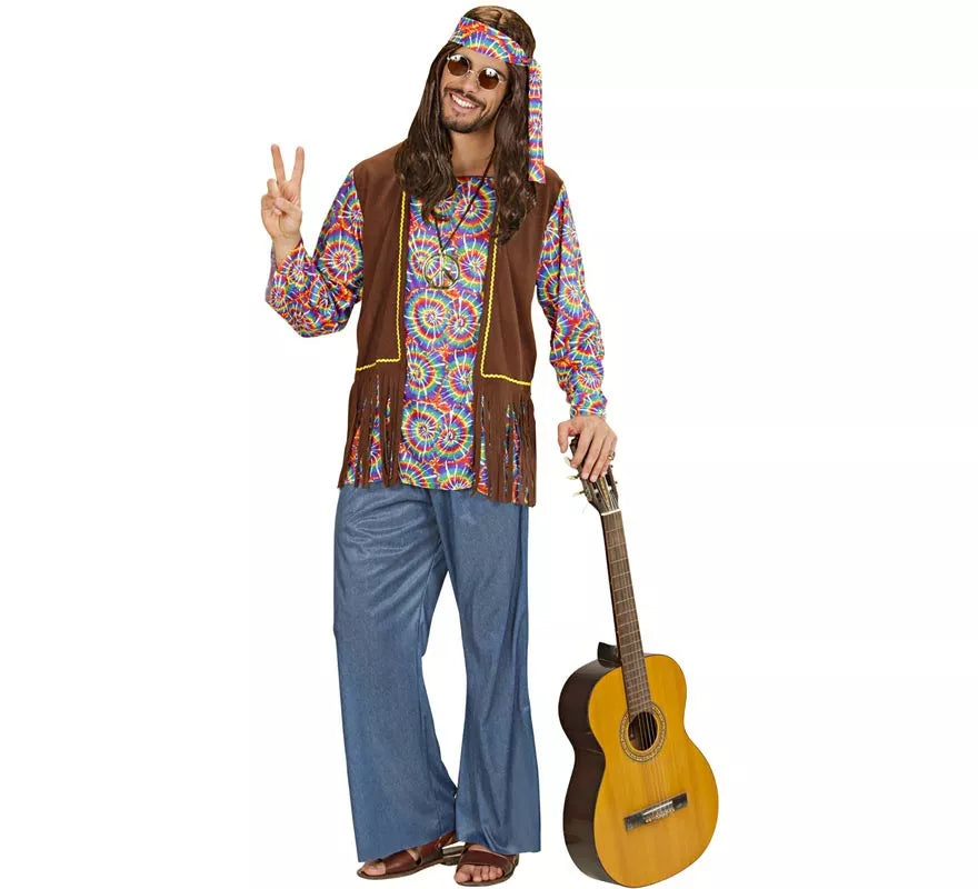 Translation missing: it.Disfraz de Hippie Psicodélico con chaleco para hombre