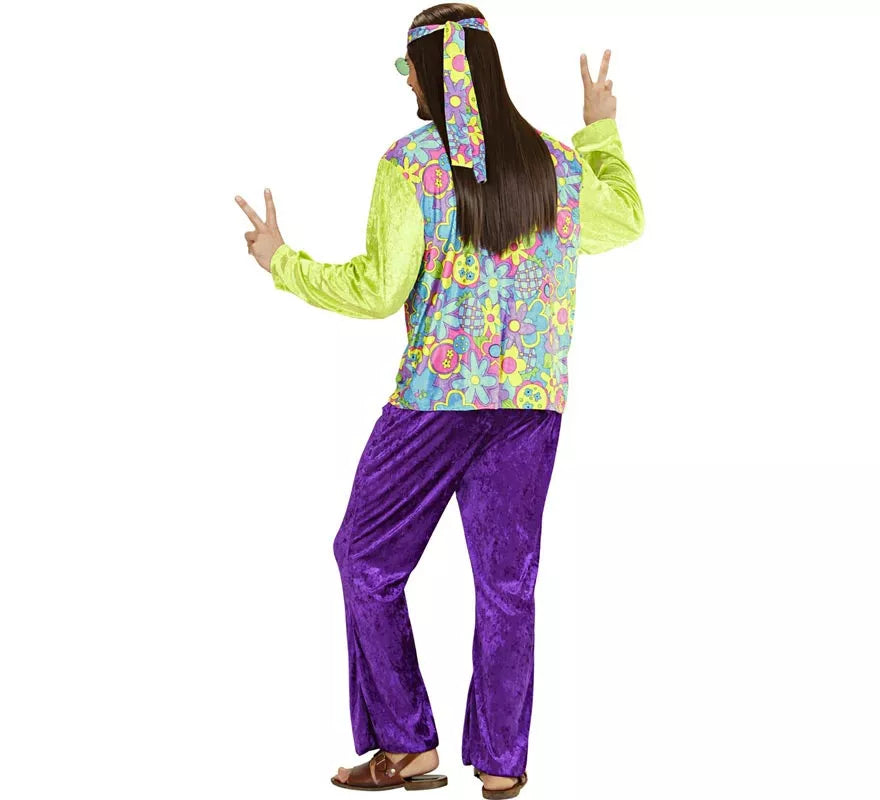 Translation missing: it.Disfraz de Hippie púrpura de terciopelo para hombre