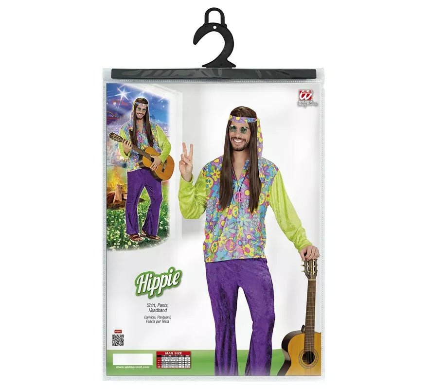 Disfraz de Hippie púrpura de terciopelo para hombre