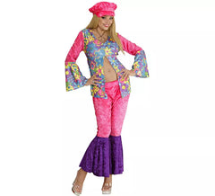 Costume da hippie rosa velluto da donna