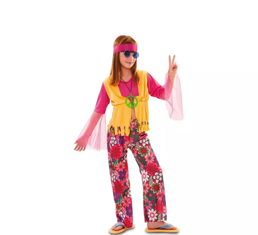 Translation missing: it.Disfraz de Hippie Rosa para niña