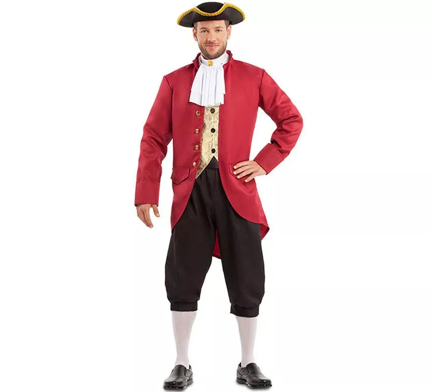 Translation missing: it.Disfraz de Hombre Colonial rojo y negro para hombre