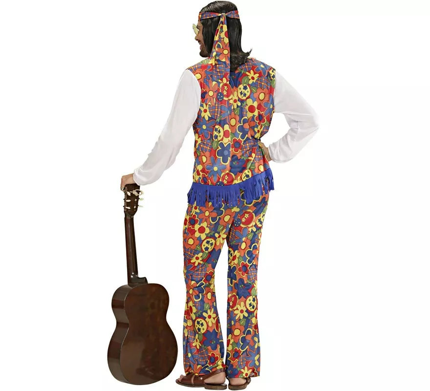 Translation missing: es.Disfraz de Hombre Hippie con cinta y medallón para hombre
