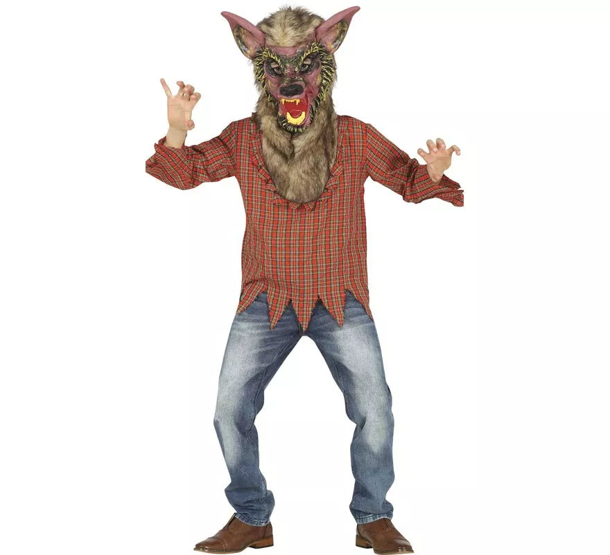 Translation missing: it.Disfraz de Hombre Lobo con colmillos para niño