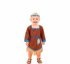 Costume indiano marrone con frange per bambino