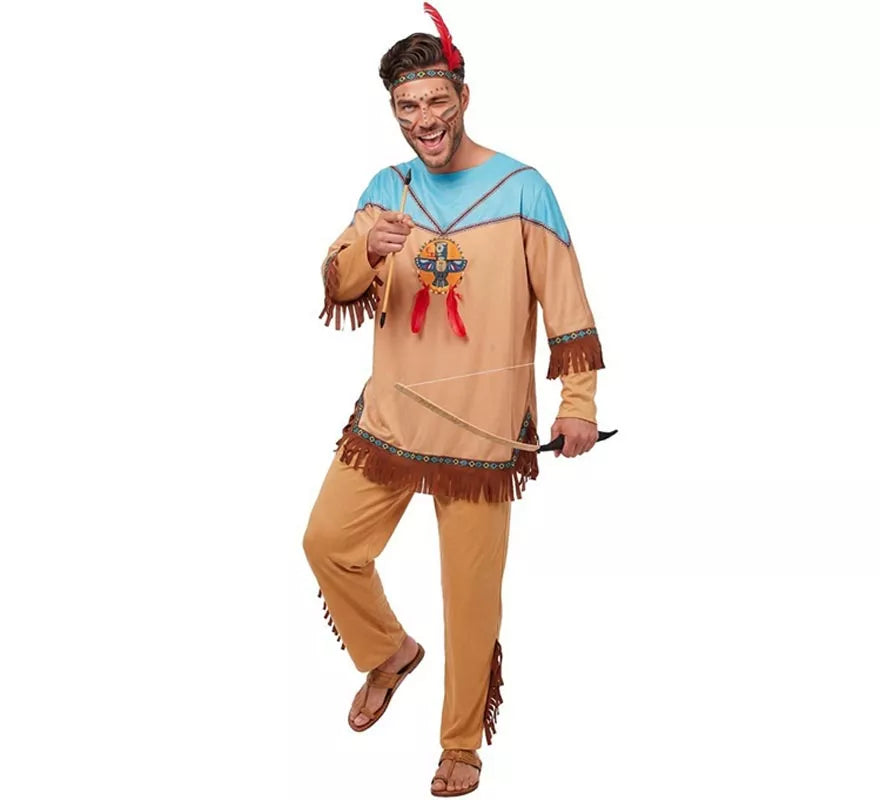 Translation missing: it.Disfraz de Indio Apache con tocado para hombre