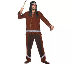 Costume da Indiano marrone con frange per uomo