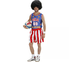 Costume da giocatore di basket blu e rosso per uomo