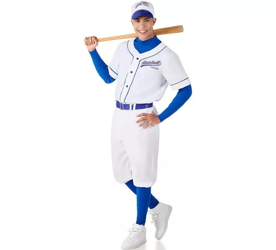 Translation missing: it.Disfraz de Jugador de Béisbol blanco y azul para hombre