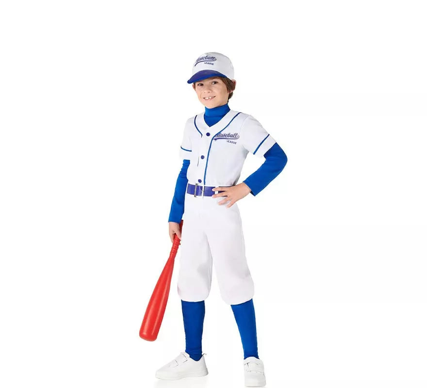 Translation missing: es.Disfraz de Jugador de Béisbol blanco y azul para niños
