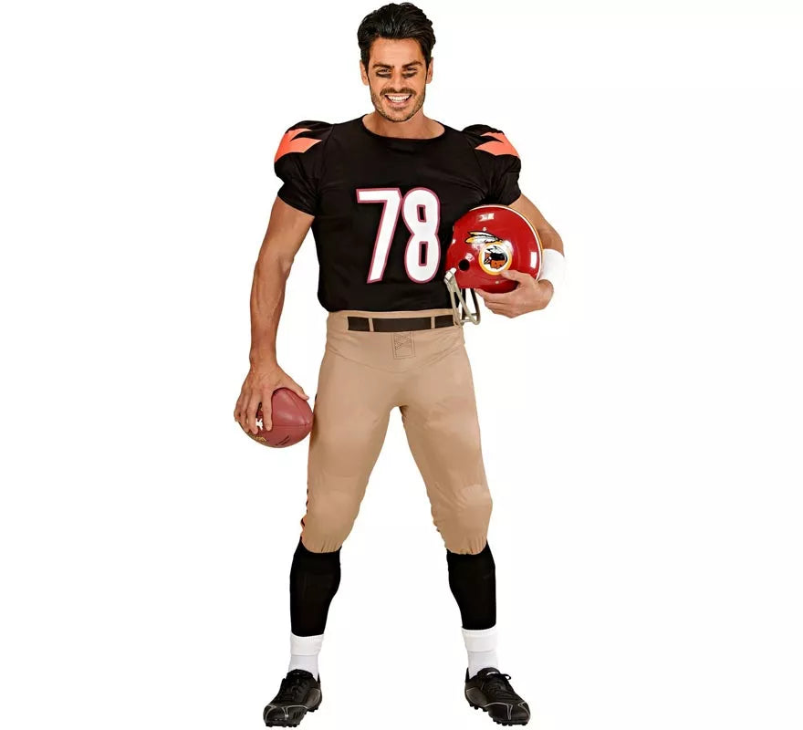 Translation missing: it.Disfraz de Jugador de Fútbol Americano negro y marrón para hombre