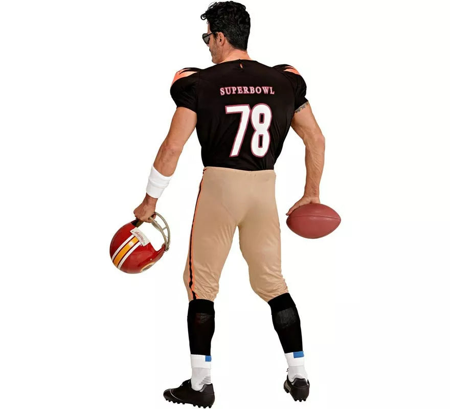 Translation missing: it.Disfraz de Jugador de Fútbol Americano negro y marrón para hombre