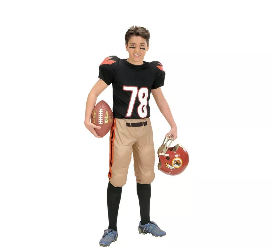 Translation missing: it.Disfraz de Jugador de Fútbol Americano negro y marrón para niño