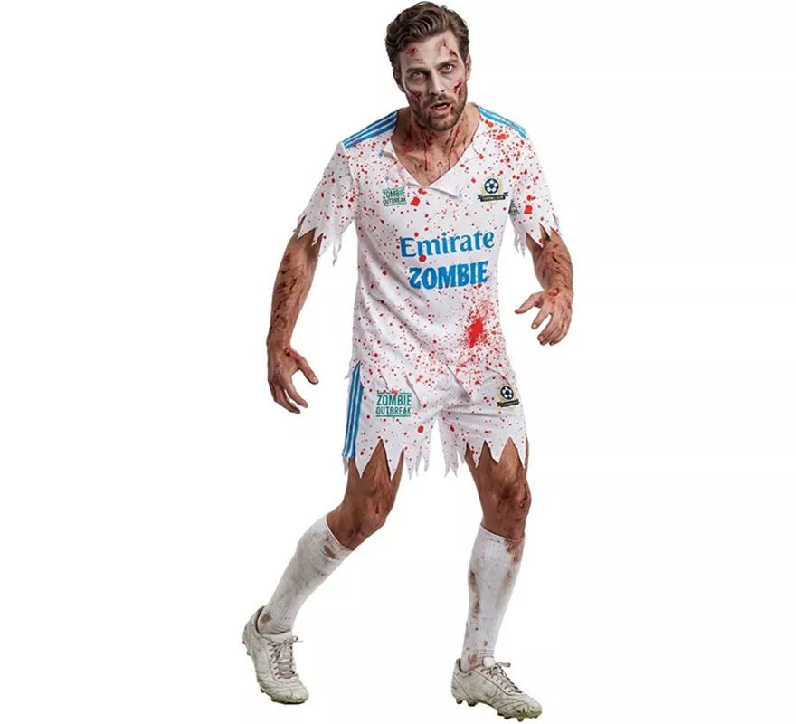 Translation missing: it.Disfraz de Jugador de Fútbol Zombie blanco para hombre