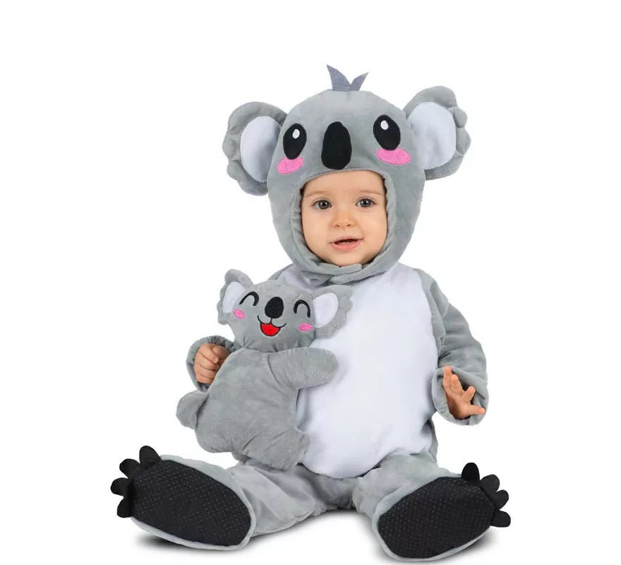 Translation missing: es.Disfraz de Koala gris con gorro y peluche para bebé y niños