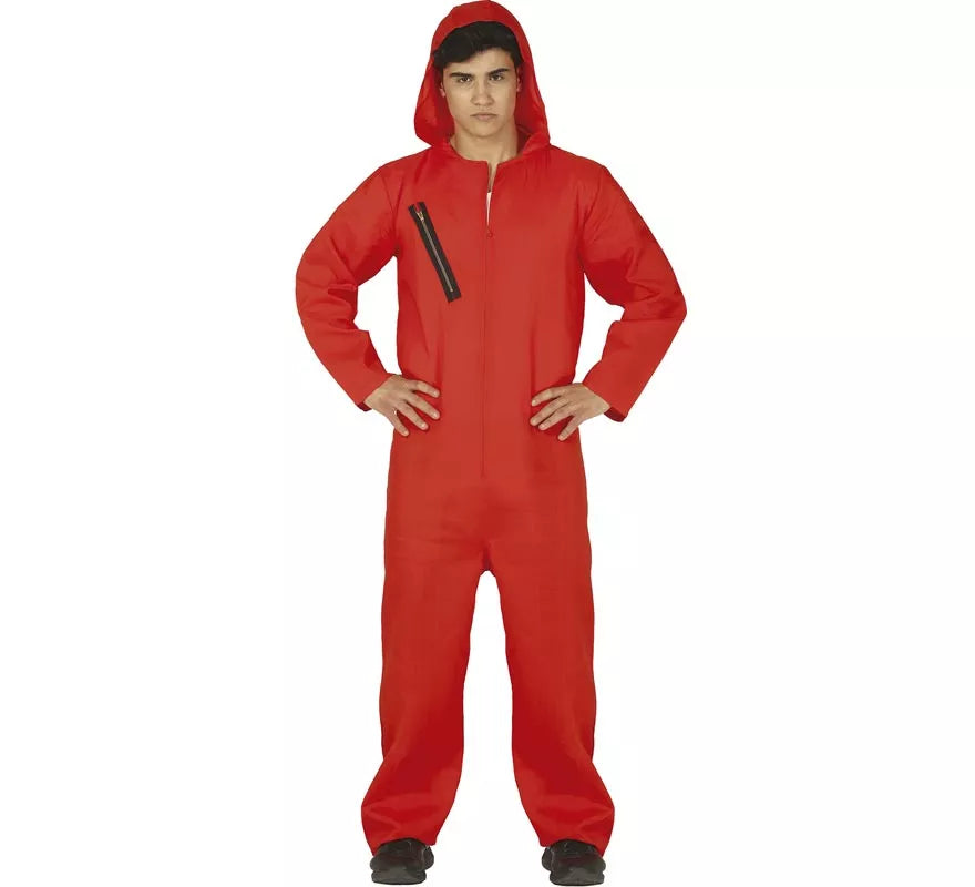 Translation missing: it.Disfraz de Ladrón de Bancos con mono Rojo para hombre