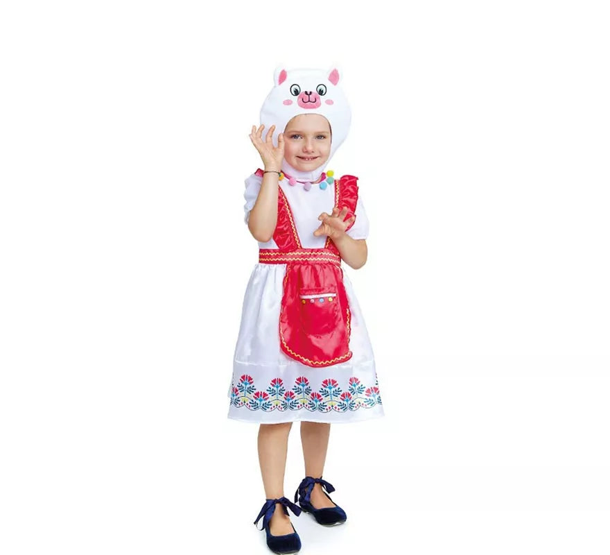 Translation missing: es.Disfraz de Llama blanca en vestido con gorro para bebé