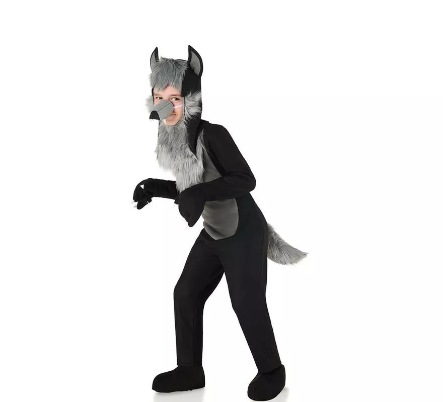 Translation missing: es.Disfraz de Lobo Peludo negro para niños