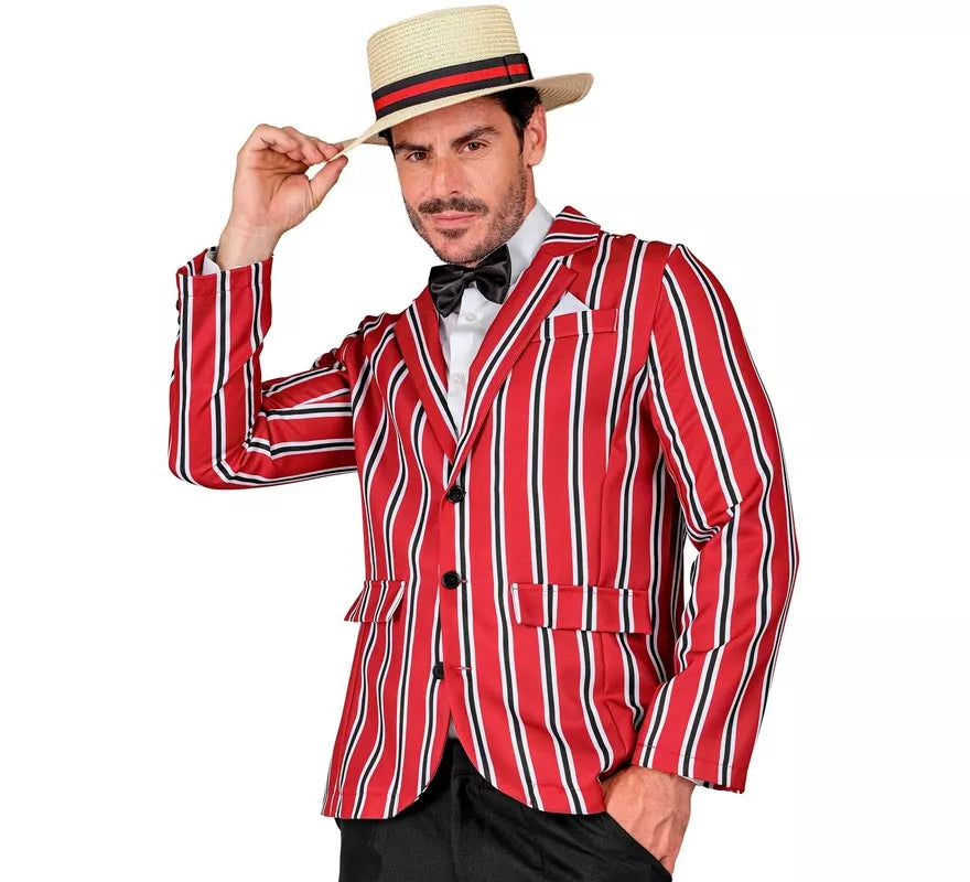 Translation missing: es.Disfraz de los años 20 rojo a rayas para hombre