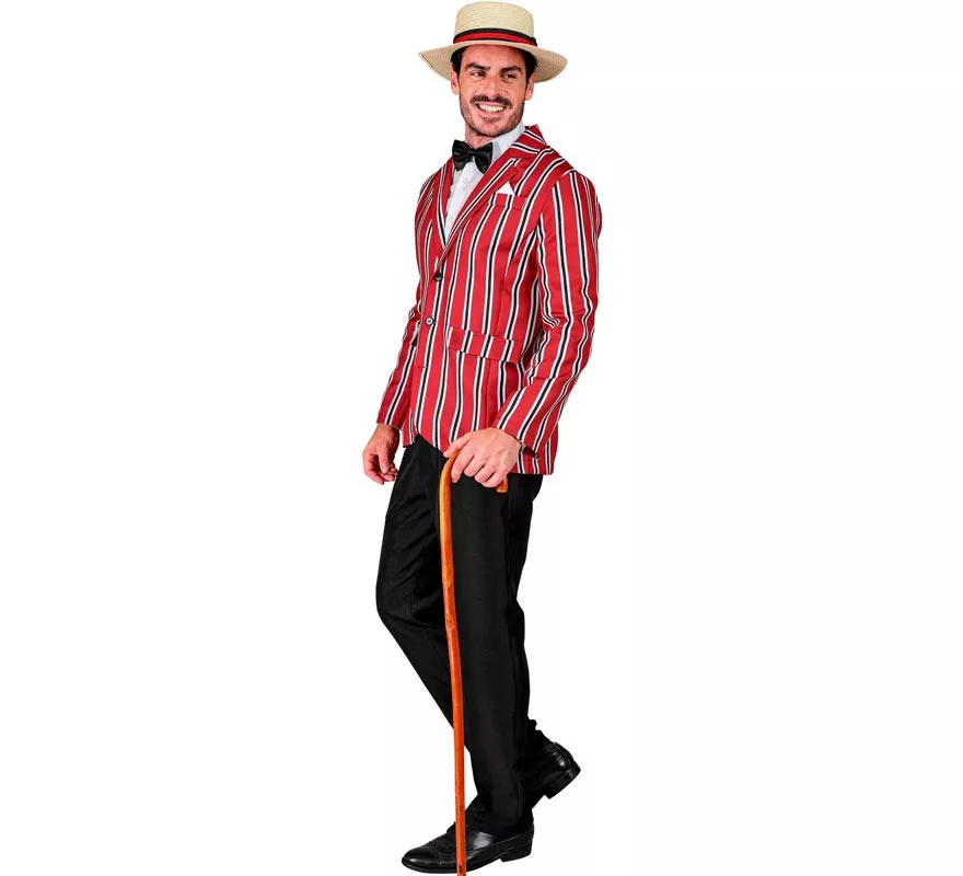 Translation missing: es.Disfraz de los años 20 rojo a rayas para hombre