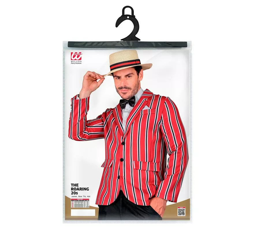 Translation missing: es.Disfraz de los años 20 rojo a rayas para hombre
