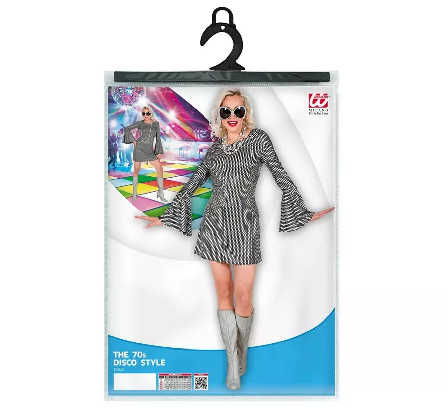 Translation missing: it.Disfraz de los años 70 Disco a cuadros plateados para mujer