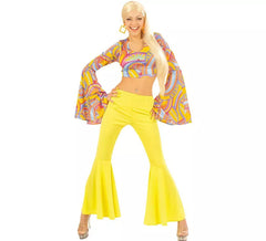 Costume da discoteca giallo anni '70 per donna
