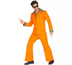 Costume da discoteca arancione anni '70 per uomo