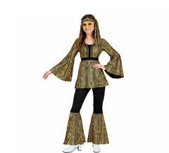 Costume da discoteca onde dorate anni '70 per donna