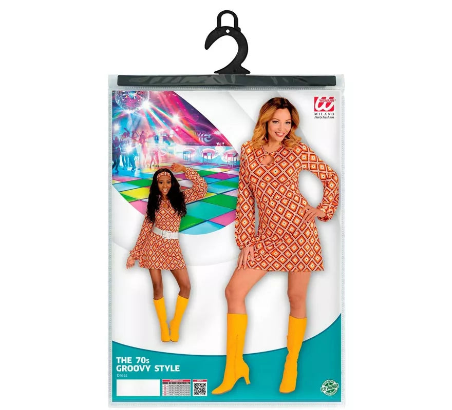 Translation missing: it.Disfraz de los años 70 Rombos naranja para mujer