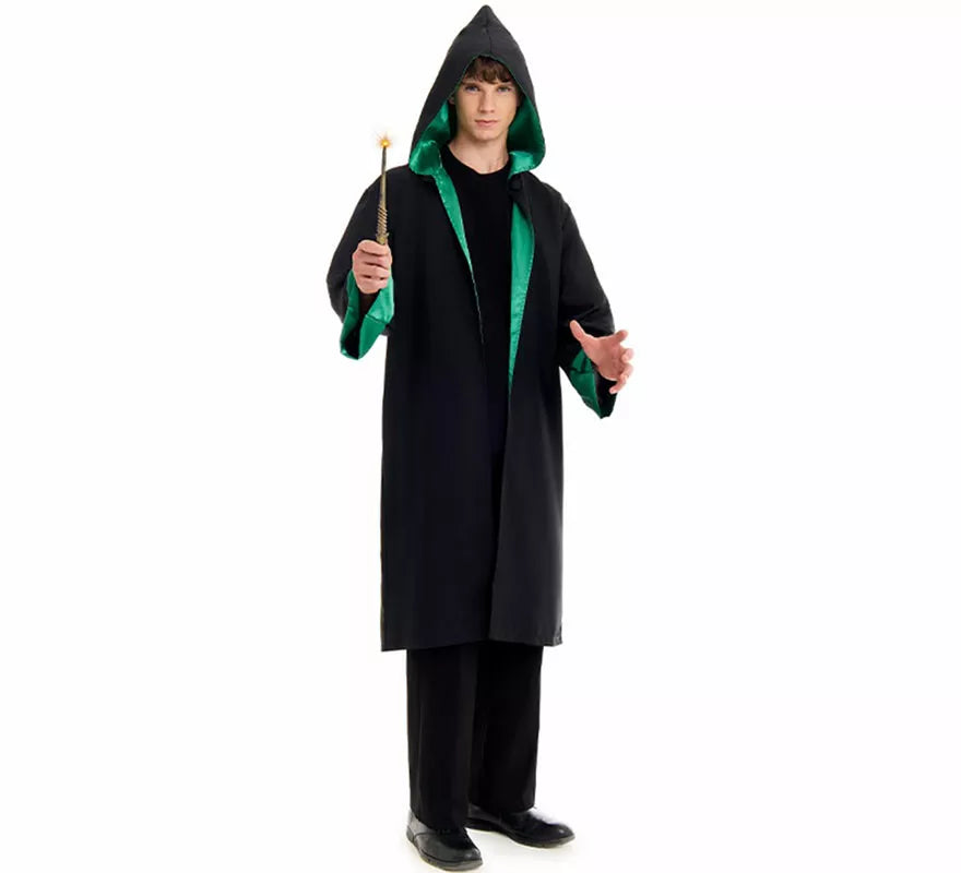 Translation missing: it.Disfraz de Mago Colegial verde para hombre