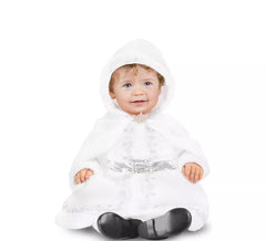 Costume da mamma natalizia bianco con cappuccio per bambina